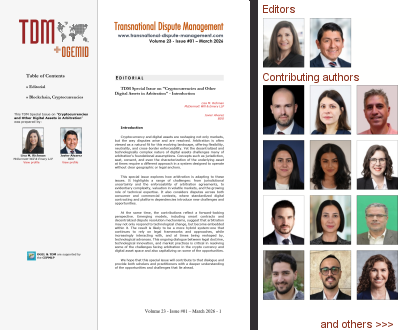 TDM 1 (2026) - Cryptocurrencies and Other Digital Assets in Arbitration
